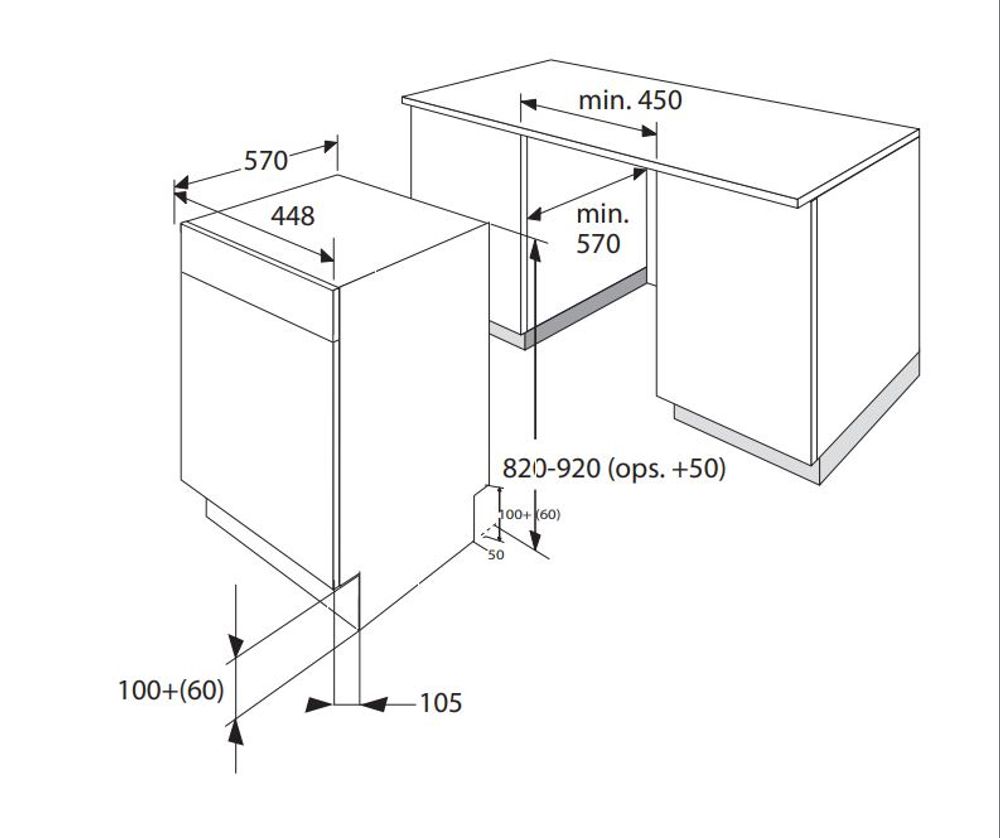 Gram oppvaskmaskin 45 cm hvit OM 4110-90 T/1 