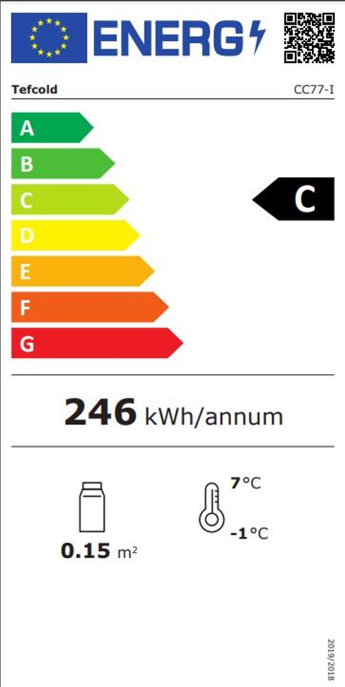 Tefcold tønnekjøler svart 83 cm CC77 