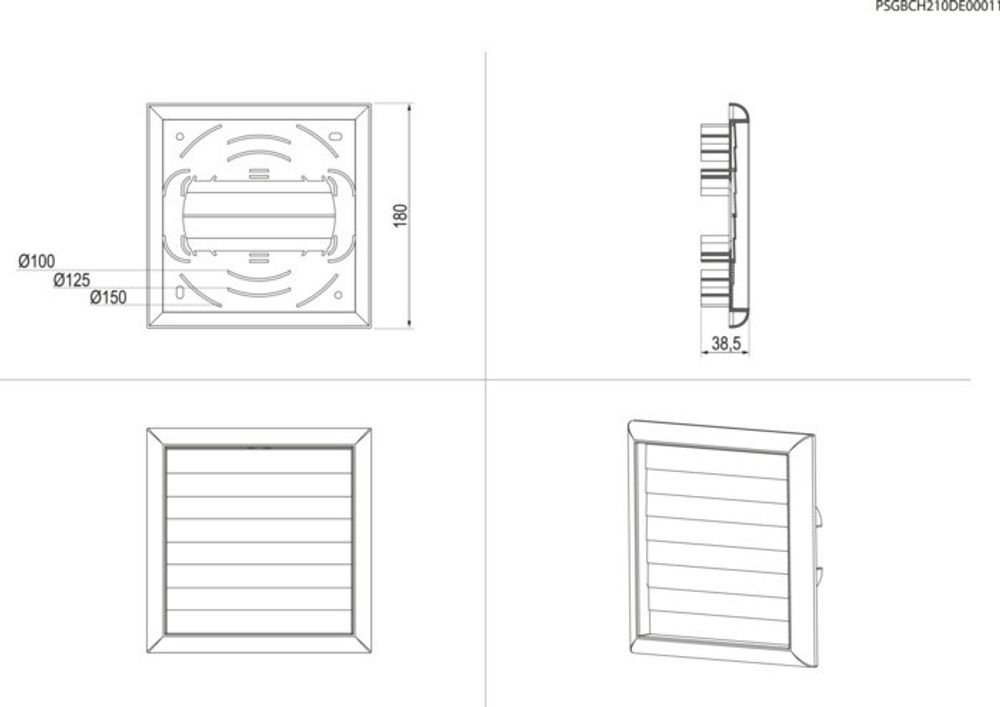 Electrolux utvendig rist med nedadvinklede lameller M2CKCF12