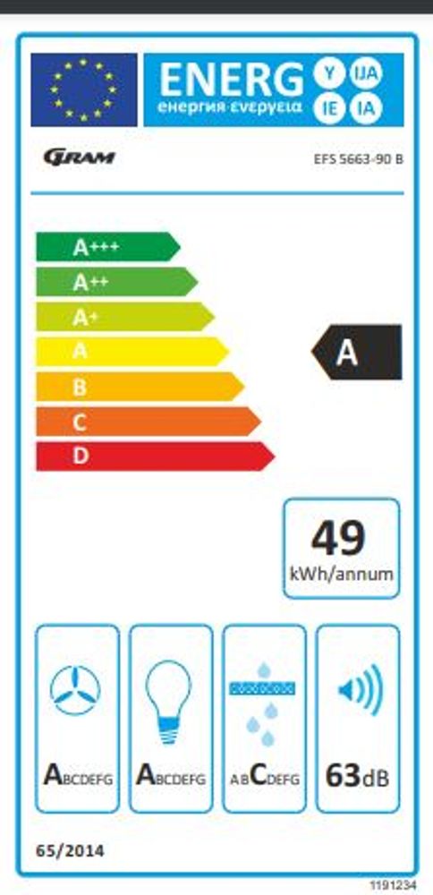 Gram skråstilt ventilator 60 cm sort EFS 5663-90 B