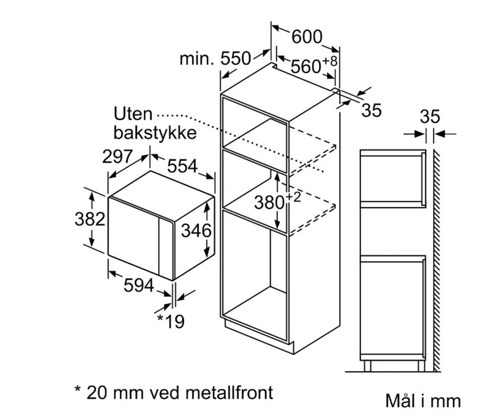 Siemens integrert mikrobølgeovn iQ500 BF525LMB1 svart