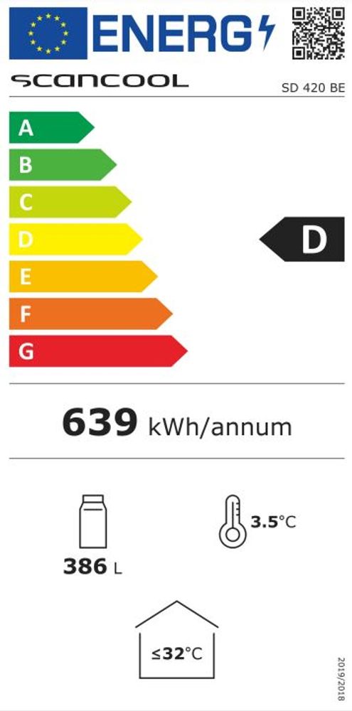 Scandomestic display kjøleskap sort SD 420 BE 