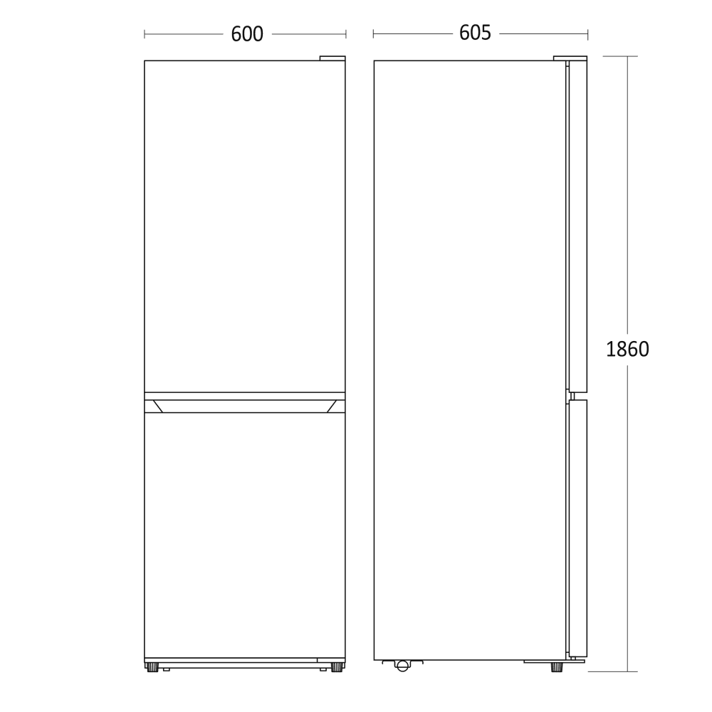 Scandomestic frittstående kombinert kjøl- og fryseskap hvit 186 cmCBF293NFWD
