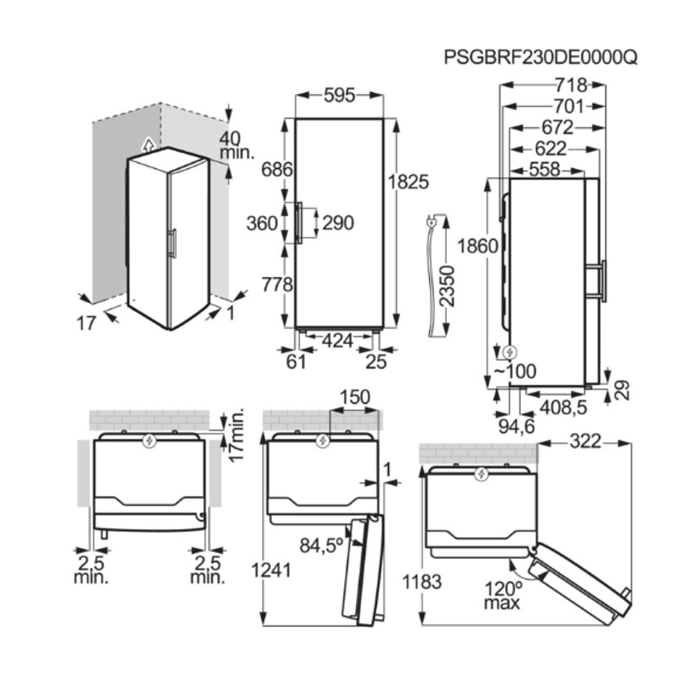 AEG fryseskap NoFrost 186 cm sort OAG7M281DL 